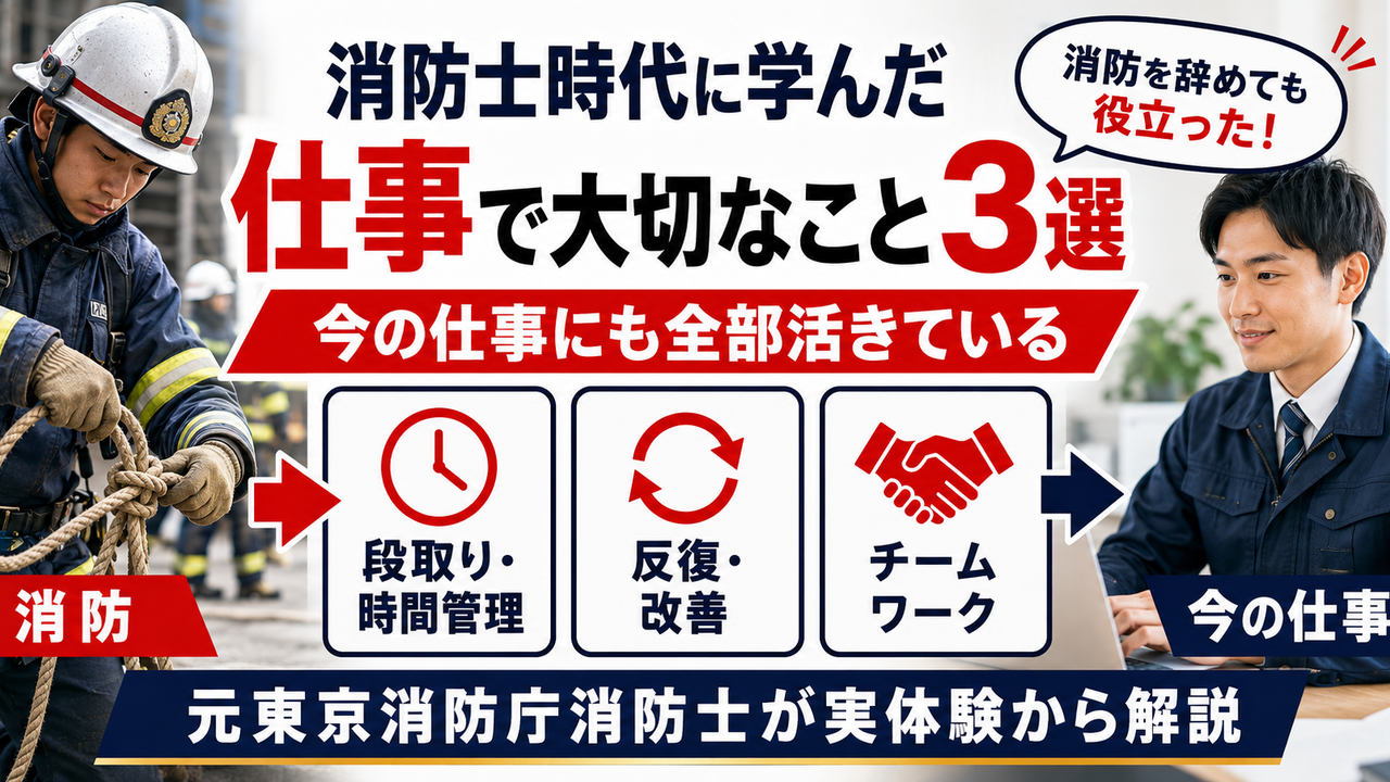 消防士時代に学んだ段取り・反復改善・チームワークという仕事で大切な3つのことを元東京消防庁消防士が解説