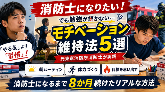 消防士になるためのモチベーションを維持する方法として朝の勉強習慣やランニングを元東京消防庁消防士が解説