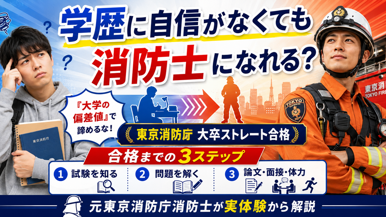 学歴や大学偏差値に自信がなくても消防士になれるのか東京消防庁へ大卒ストレート合格した3つの試験対策を解説