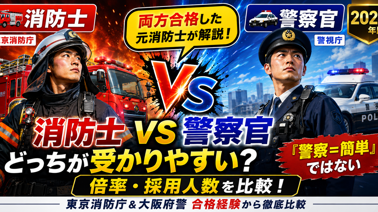消防士と警察官はどちらが合格しやすいか東京消防庁と警視庁の倍率・採用人数・試験内容を両方の採用試験合格経験から比較