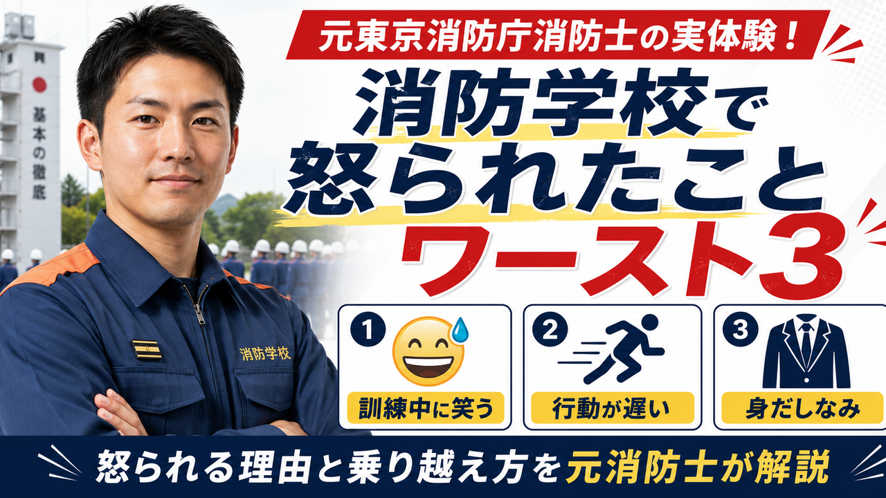消防学校で怒られたことワースト3を元東京消防庁消防士が実体験から解説
