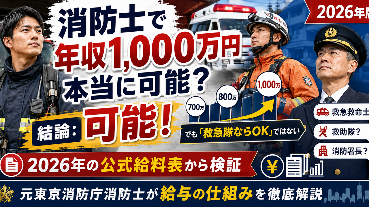 消防士で年収1000万円が可能なのか東京消防庁の公安職給料表・階級・地域手当・賞与・救急救命士や救助隊の手当から解説