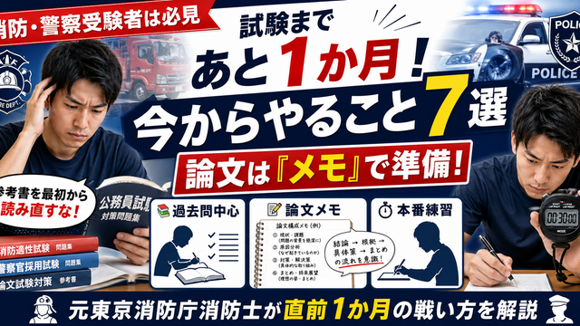 消防士・警察官採用試験1か月前にやるべき過去問演習・論文メモ・本番形式練習など7つの直前対策を元東京消防庁消防士が解説