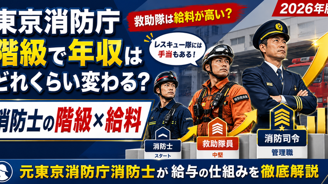 東京消防庁の消防士・消防士長・消防司令補・消防司令など階級による給料の違いと救助隊の特殊勤務手当を解説